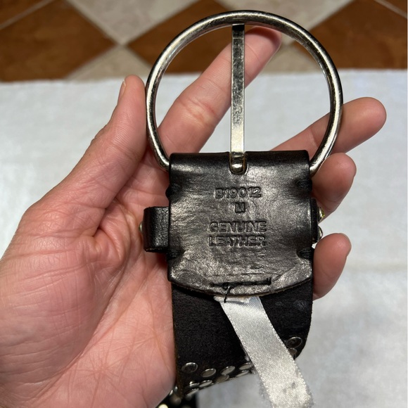 Black Genuine Leather Swarovski Crystal Belt - Picture 7 of 16